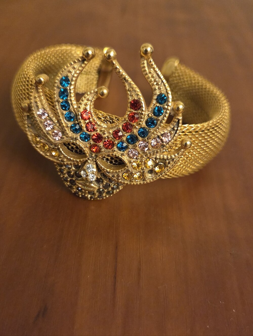Gold Mesh Mardi Gras Cuff Bracelet